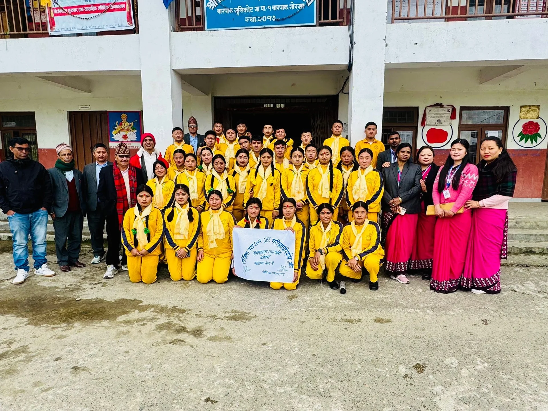 Secondary school students with teachers